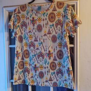 Tribal Print Short Sleeve Tee Women' Size Small